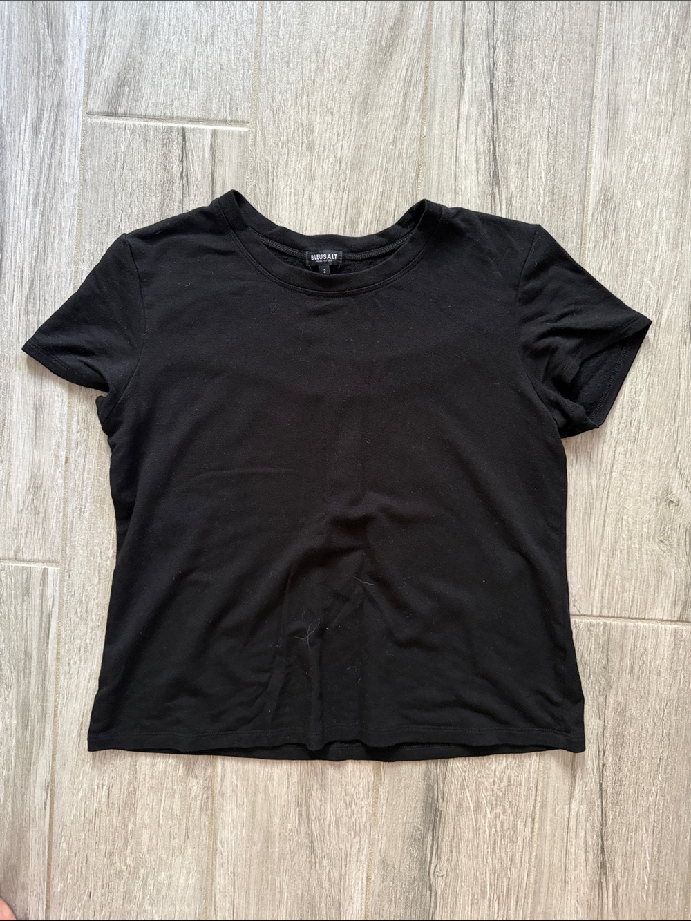 Bleusalt Black Crewneck Short Sleeve Tee - Women's Top